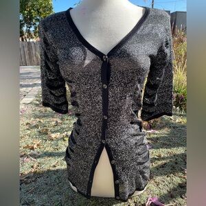 Alberto Makali striking rayon black white cardigan